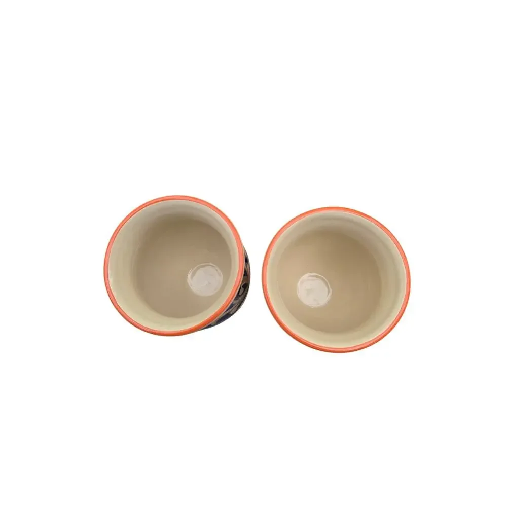 Villa Della Luna Sangria Glasses Stoneware Wine Goblets Mugs Set of 2